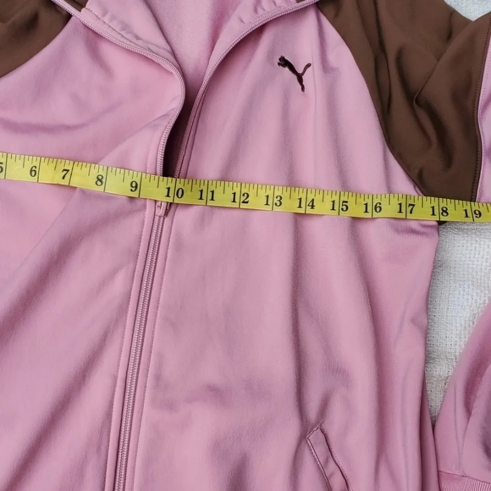 Puma Pink Brown Zip Up Track Jacket Athletic Y2K Retro Women’s L XL - Picture 9 of 9